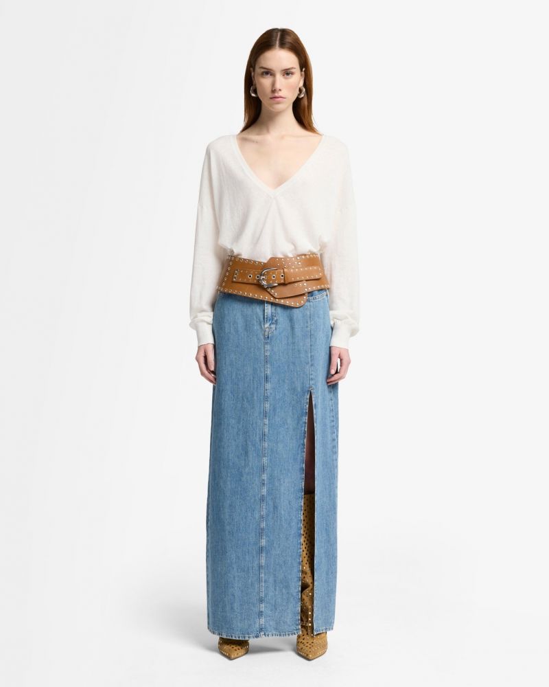 Indigo Linen Maxi Skirt In Arizona