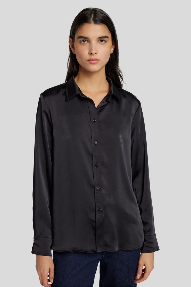 Satin Shirt Poly Satin Black