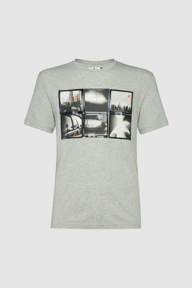 Graphic Tee Cotton Photo Grey Melange