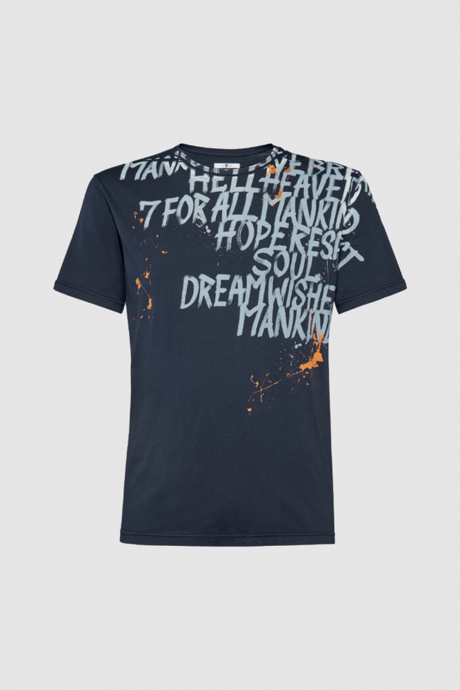 Graphic Tee Cotton Graffiti Midnight Blue