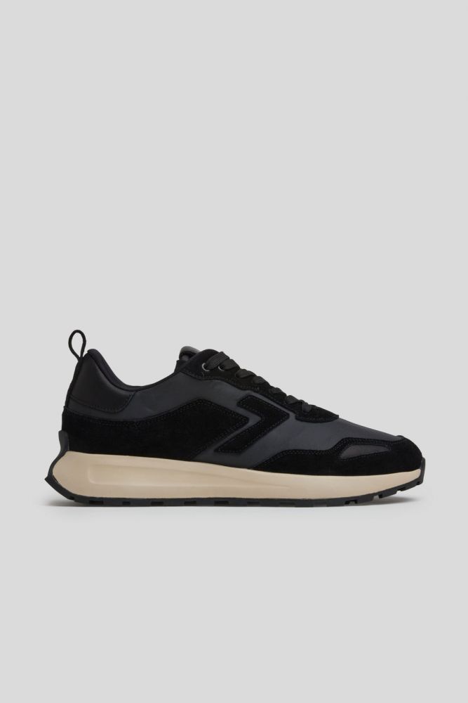 Running Sneaker Leather & Nylon Mix Black