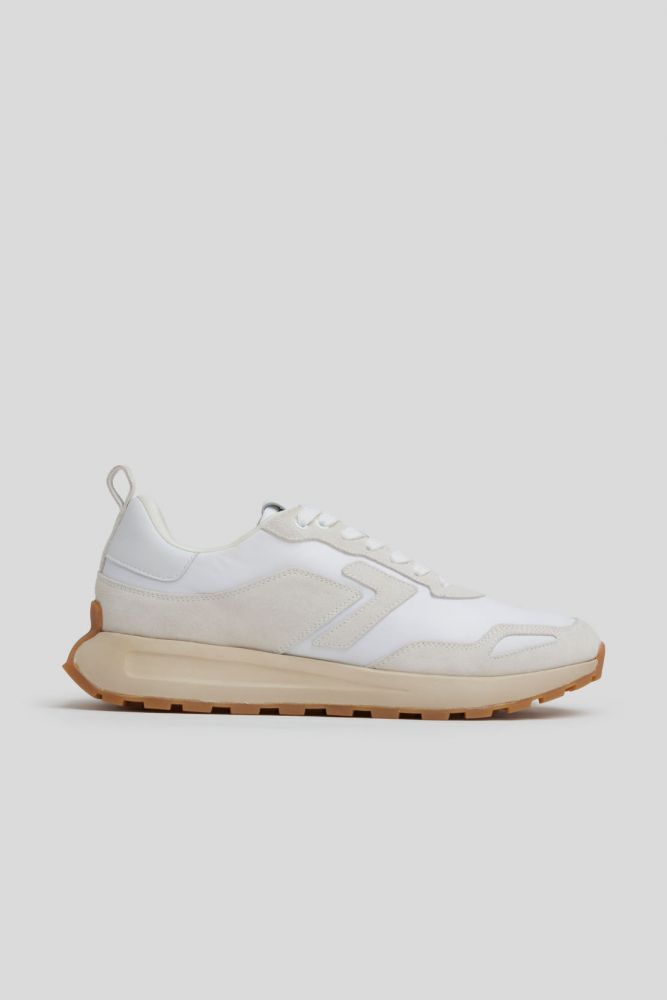 Running Sneaker Leather & Nylon Mix White