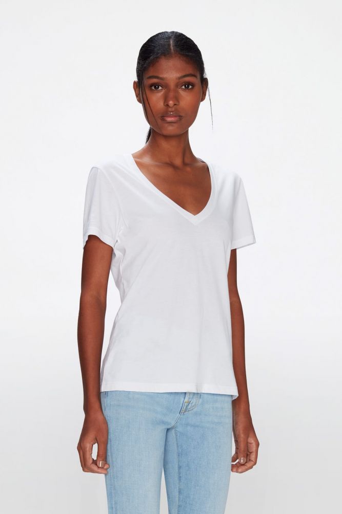 Easy V Neck Cotton Optic White